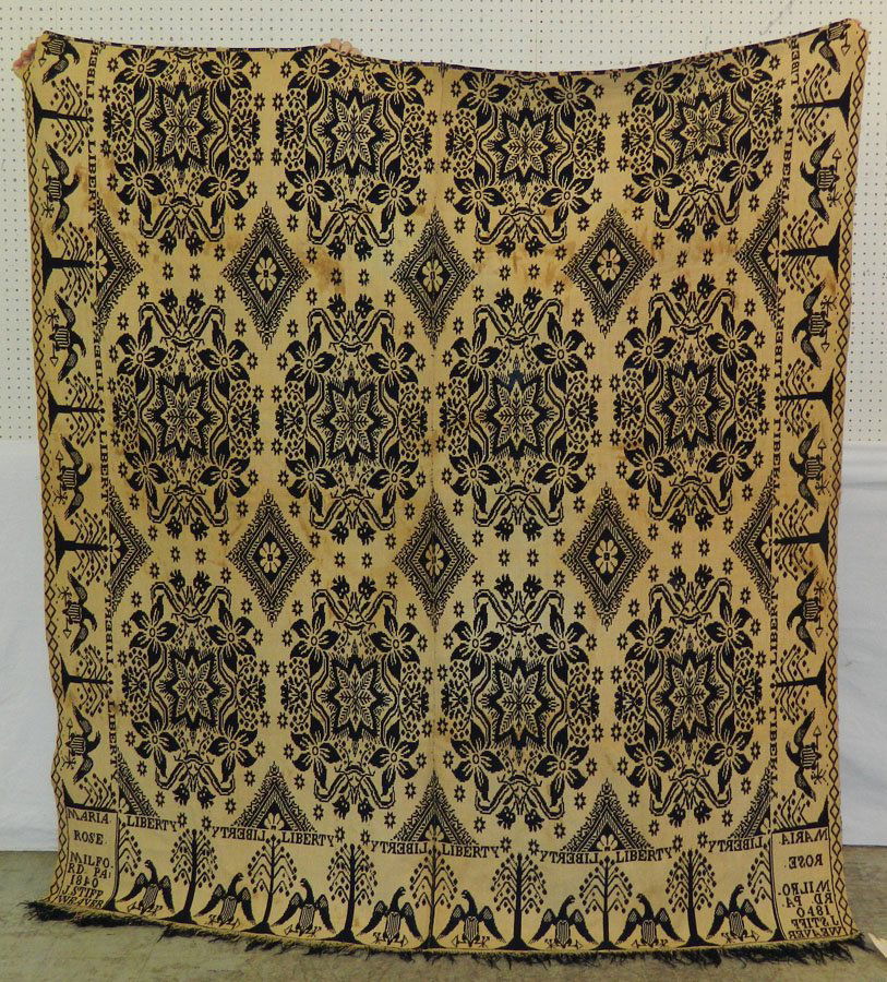 19th C. signed American coverlet (1 of 4)