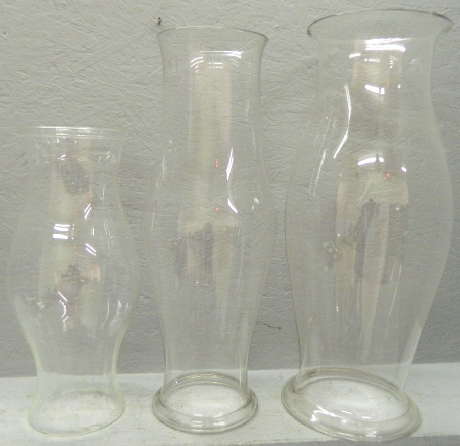 3 19th c. blown hurricane candle globes. (1 of 1)