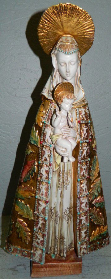 Religious porcelain Madonna and child figure.: Religious porcelain Madonna and child figure. 17 1/2" tall.