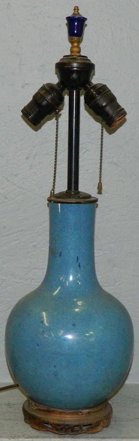 Blue Chinese porcelain lamp. 23" to finial. (1 of 1)