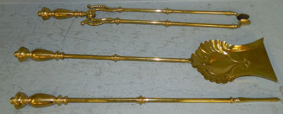 Set of English brass fire tools. (1 of 1)