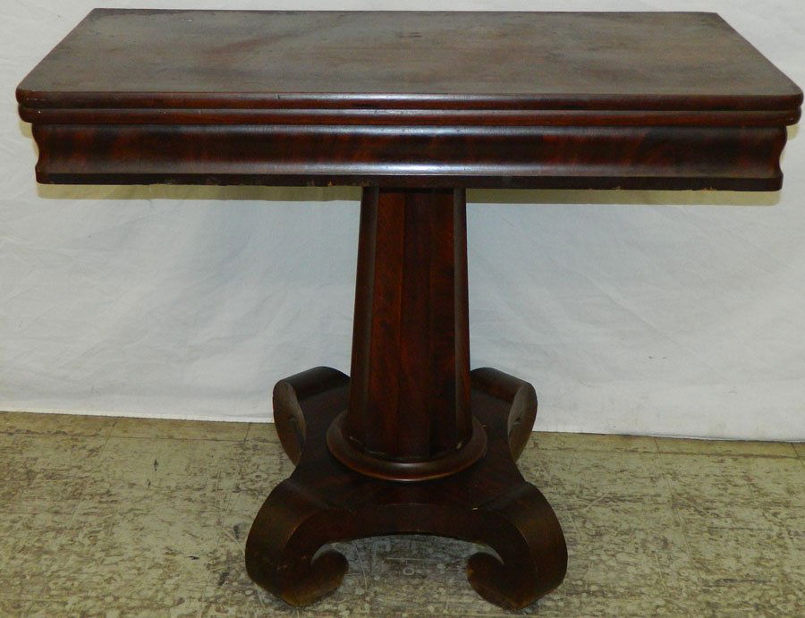 American Empire mahog pedestal game table. (1 of 3)