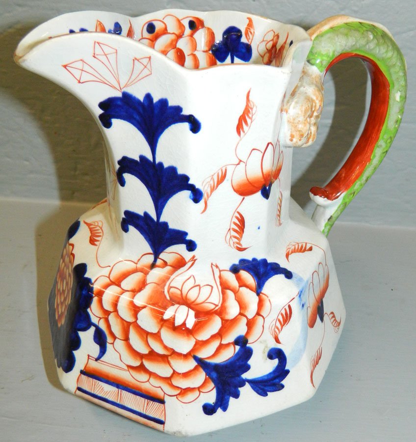 Gaudy Dutch serpent handle Ironstone pitcher (1 of 1)