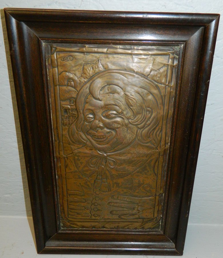 Framed copper caricature of jolly gentleman (1 of 2)