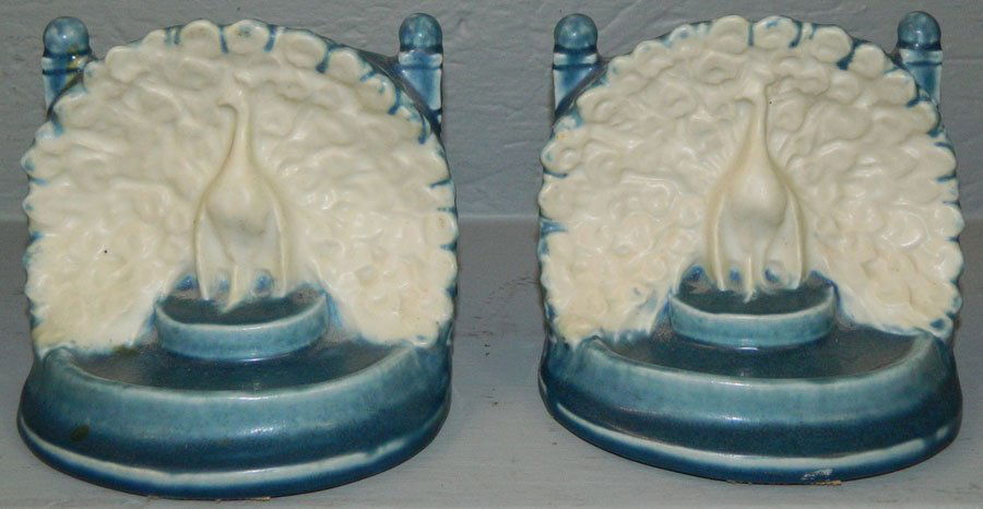 Pair of Rookwood peacock bookends (1 of 4)