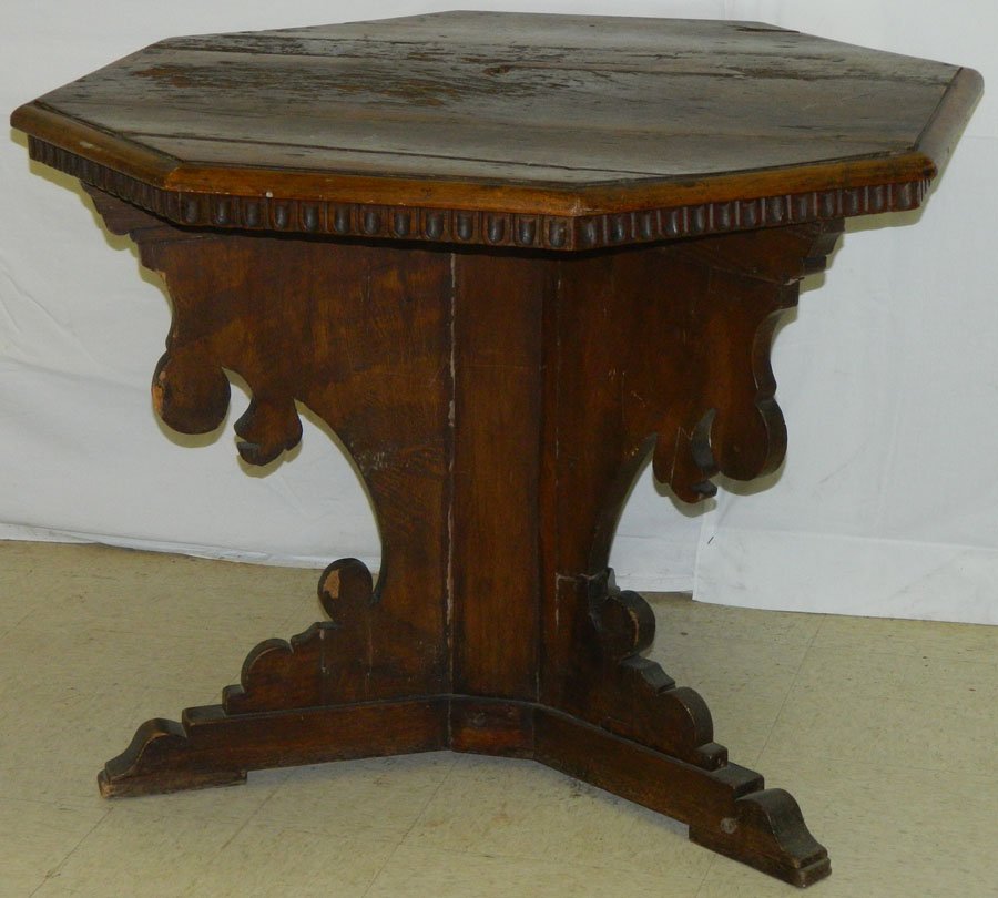 18th to 19th C. walnut Italian hexagon table (1 of 2)