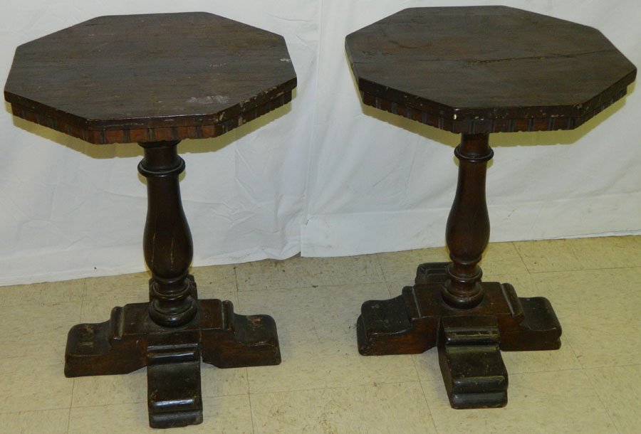 Pair of 19th C. baroque Italian pedestal tables (1 of 3)