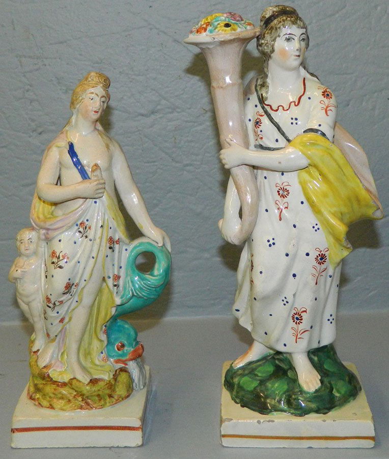 2 18th c hand painted Pratt ware figures (1 of 3)