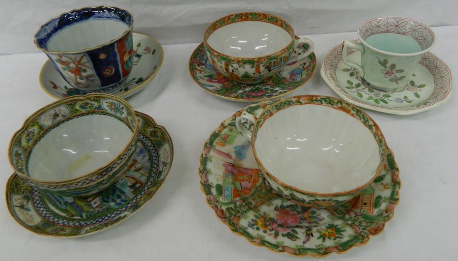 5 assorted cups & saucers incl. Rose Medallion (1 of 1)