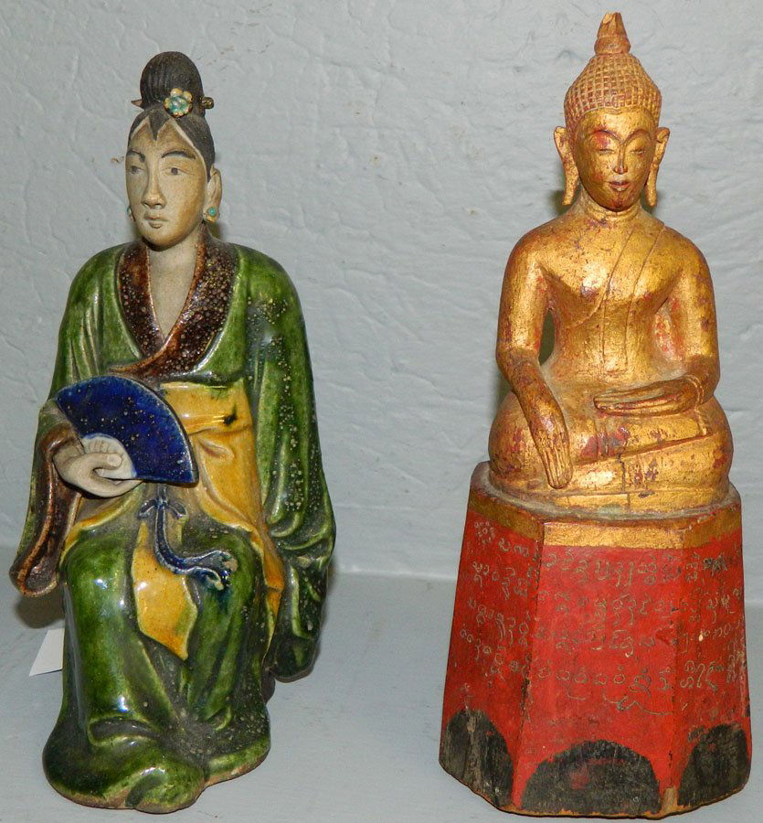 Ear. Chinese mud figure, carved wooden Buddha (1 of 2)