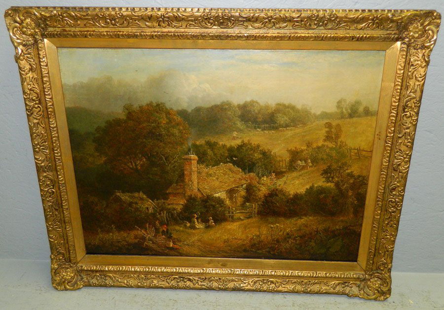 19th C  Scottish highland cottage scene OOC (1 of 5)