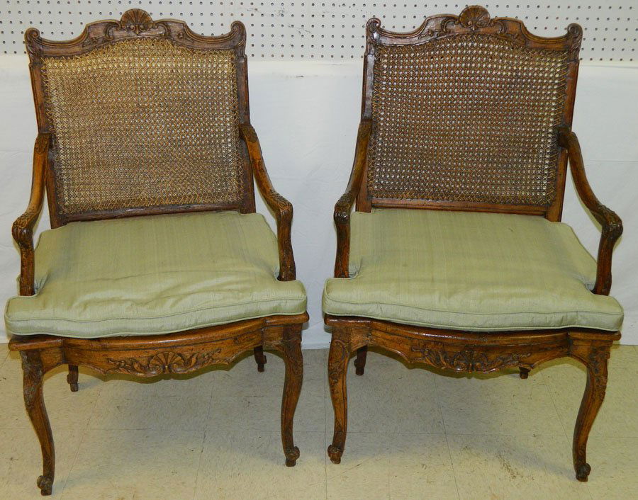Pair of 19th c. French walnut Regency chairs (1 of 4)