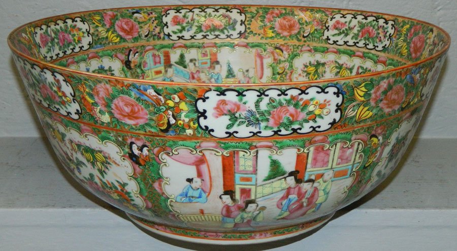 19th C. Rose Medallion punch bowl (1 of 3)