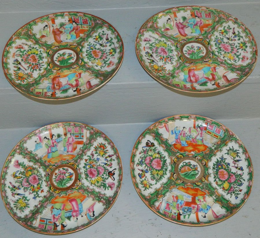 4 19th C. Large Rose Medallion plates (1 of 2)