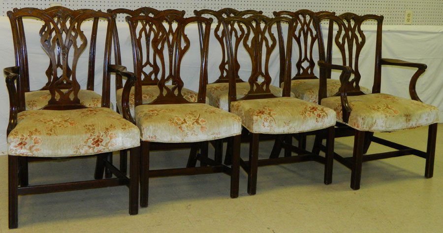 Set of 8 straight leg Chippendale chairs (1 of 4)
