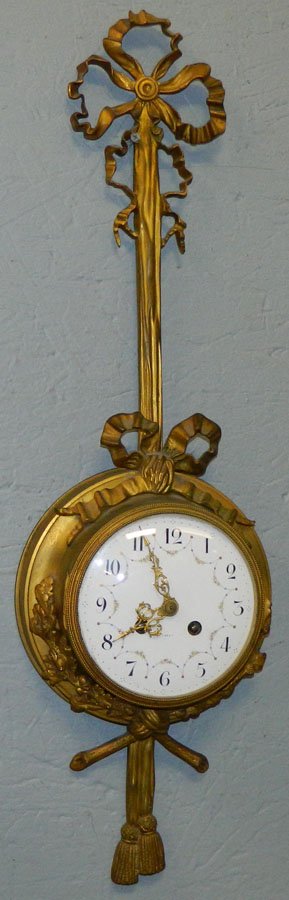 French bronze hanging clock w/ porcelain dial (1 of 2)