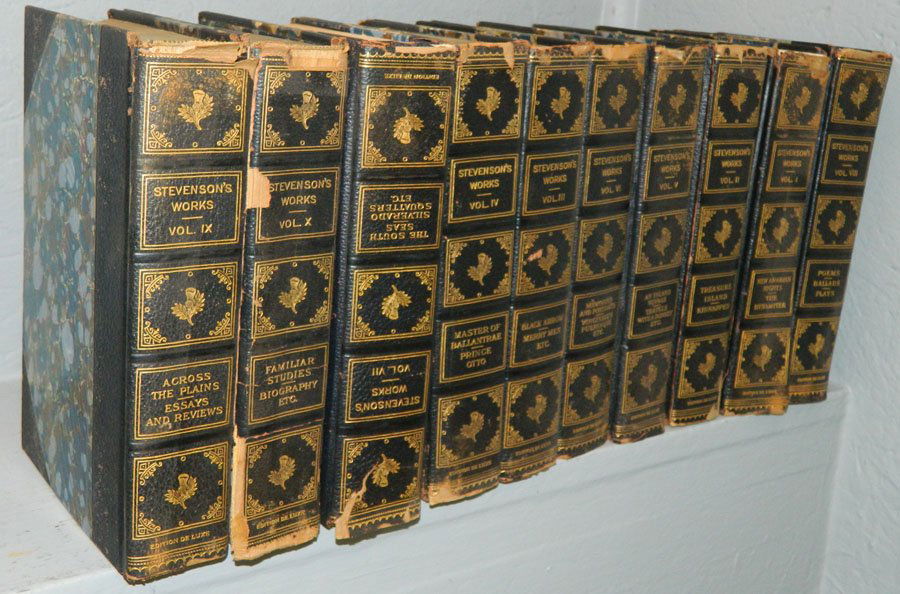 10 R.L. Stevenson quarter leather bound books (1 of 2)