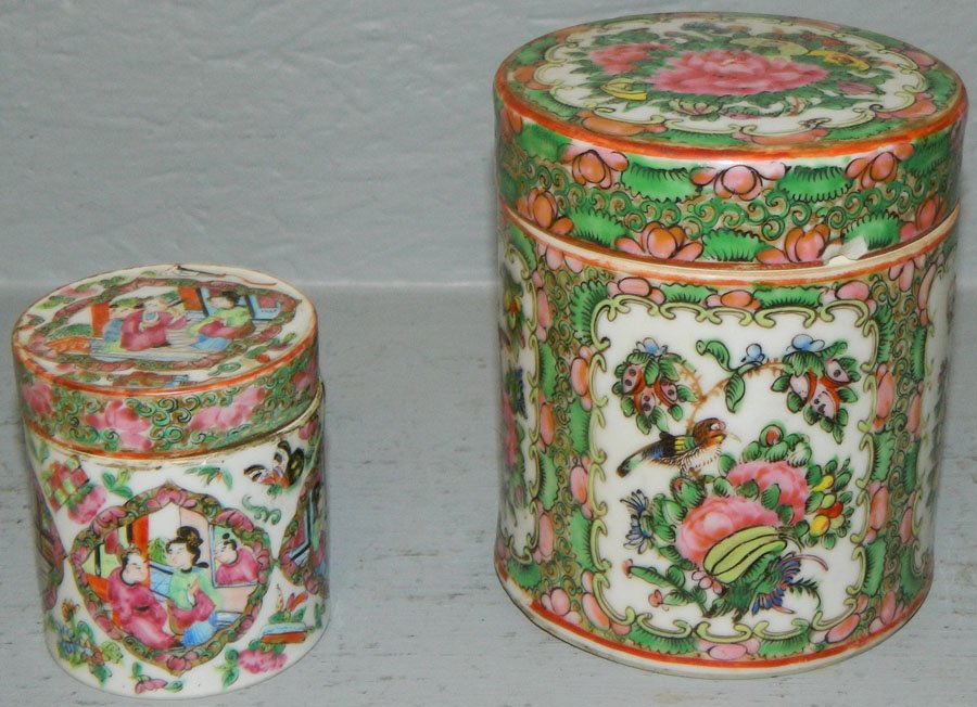 2 South Boston Rose Medallion covered jars (1 of 2)