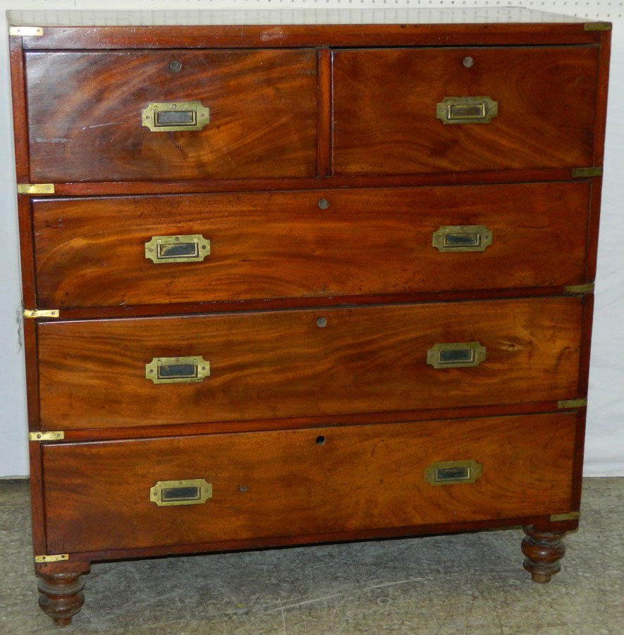 19th C. 2/3 mahogany campaign chest (1 of 3)
