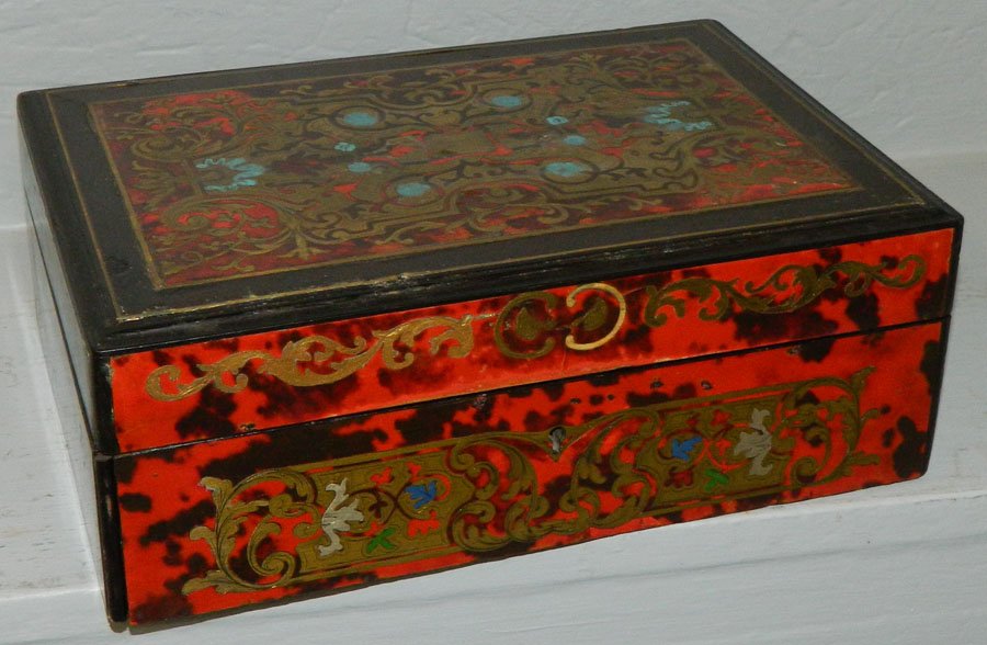 Brass boulle and turquoise inlaid box (1 of 2)