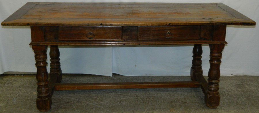 18th C. Jacobean Eng. oak stretcher base table (1 of 2)