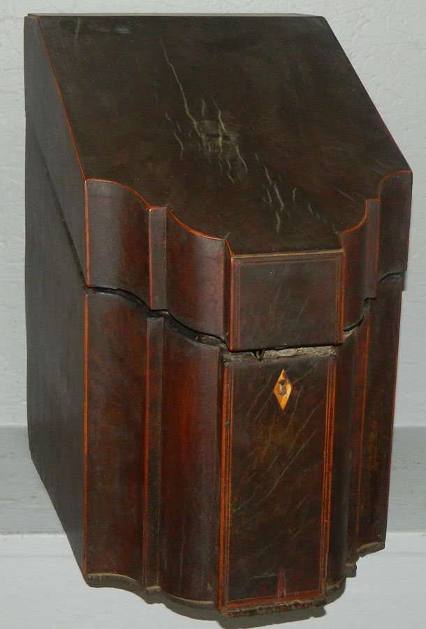 19th C. knife box with fittings and cutlery (1 of 2)