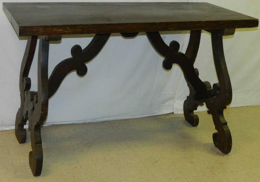 19th C. Italian stretcher base table. (1 of 3)