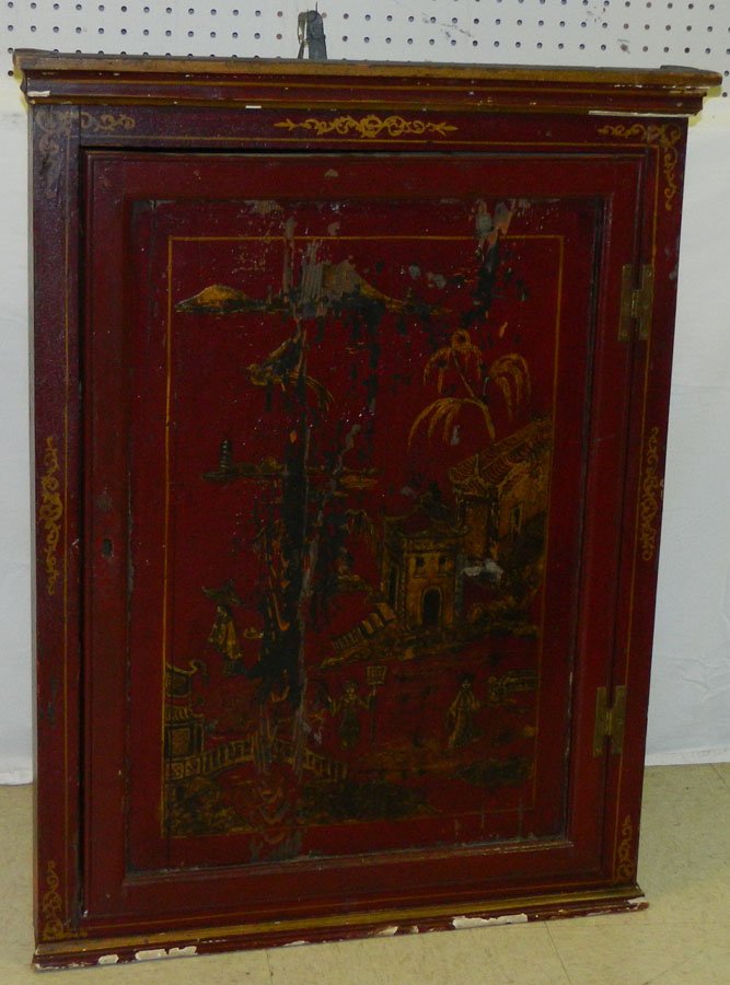 Red Chinese  Antique corner cabinet (1 of 3)