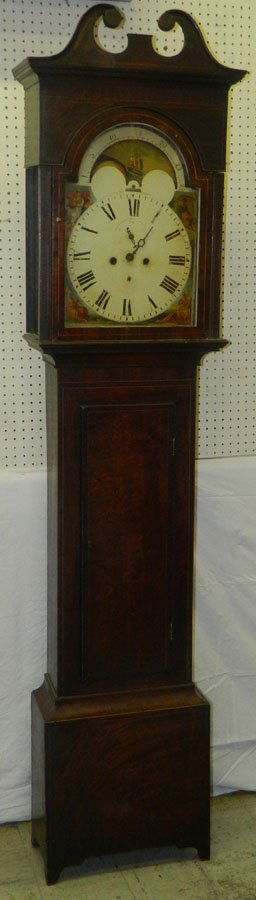 Paint dial inlaid mahog. Scottish tall case clock (1 of 2)