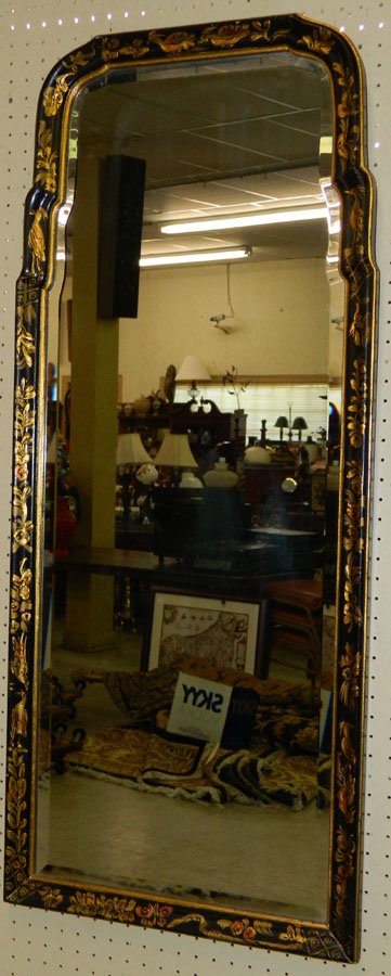 QA back lacquer and gilt bevel edge mirror (1 of 3)