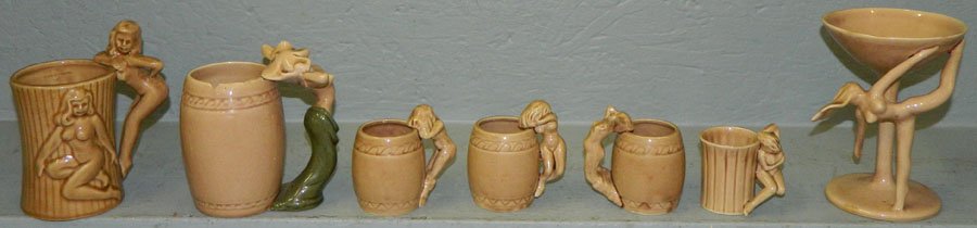 7 pcs. Collectible Dorothy Kindall studio pottery. (1 of 3)