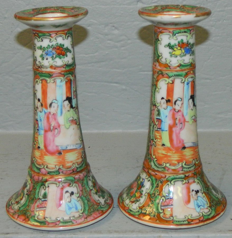 Pair of Rose Medallion candlesticks. (1 of 1)