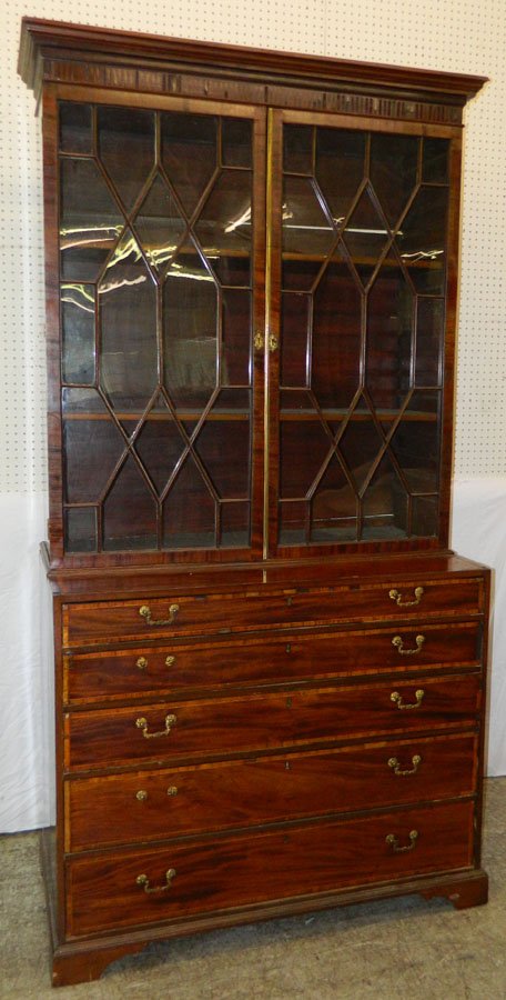 Estate found  Eng.Georgian bookcase on chest. (1 of 3)