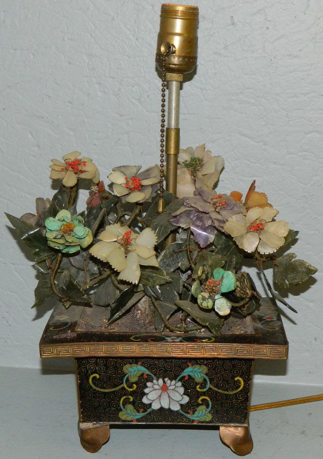 Cloisonne platter with jade tree insert lamp. (1 of 1)