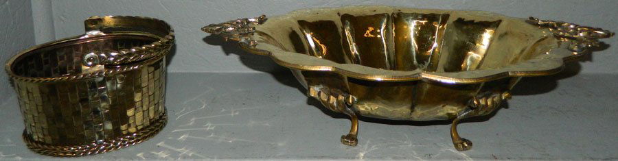 Brass footed bowl and basket. (1 of 2)