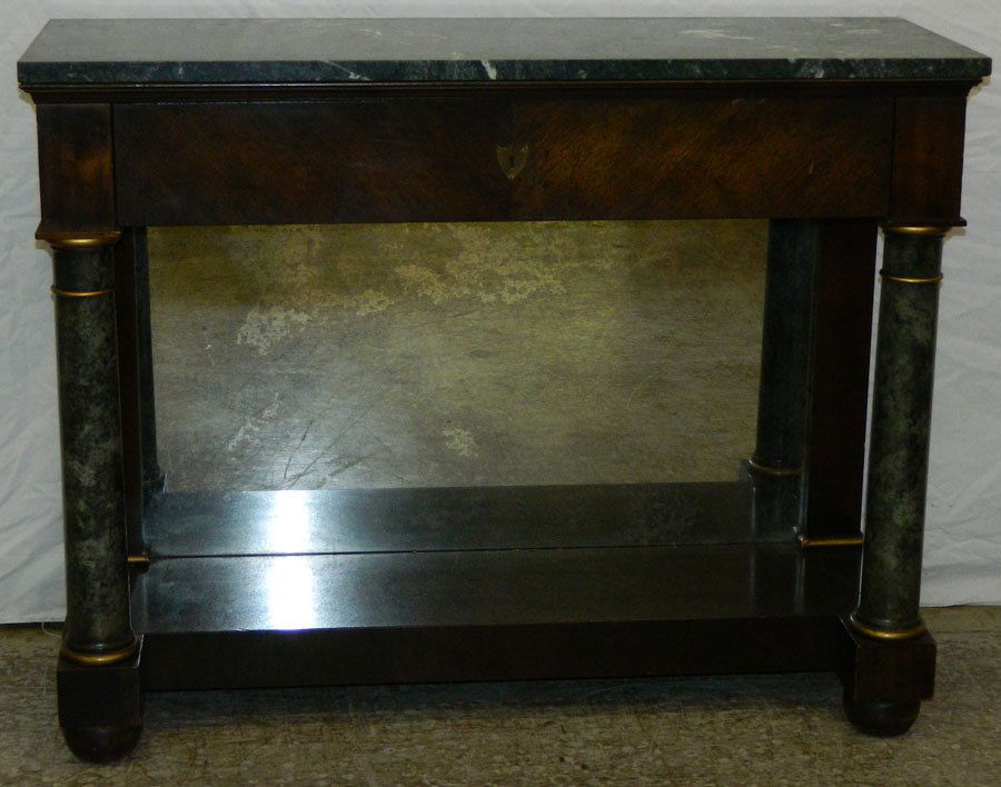 American Classical marble top petticoat table. (1 of 2)