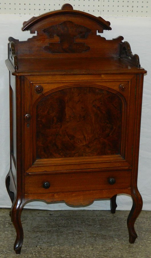 American Victorian walnut music cabinet. (1 of 2)