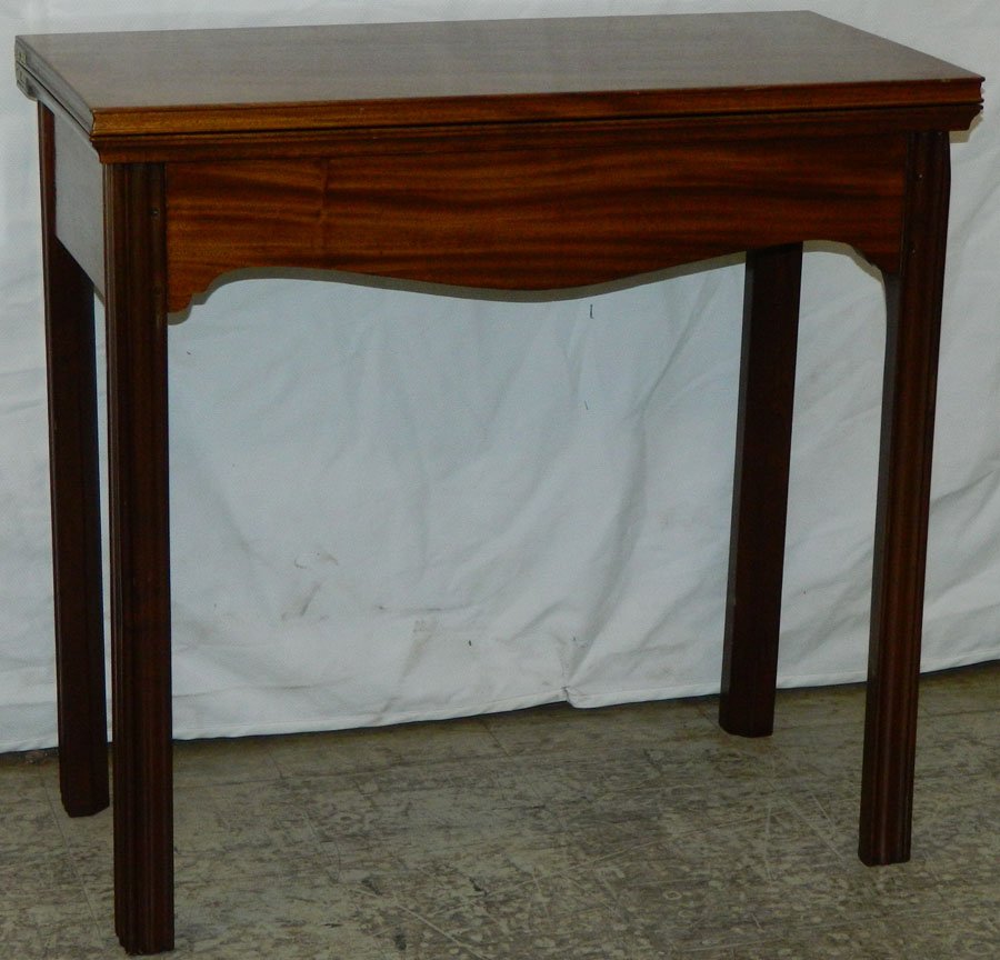 19th C. Mahogany fold over game table. (1 of 3)