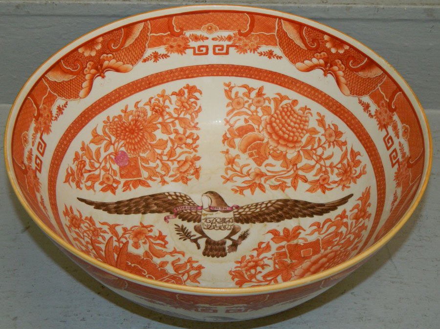 Large porcelain Armorial punch bowl. (1 of 3)