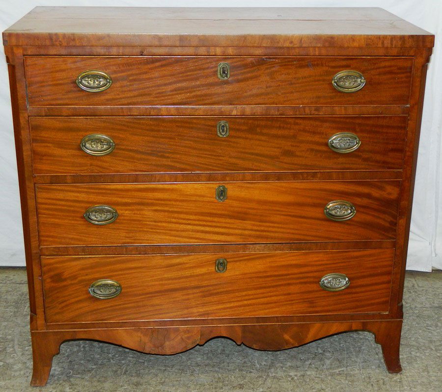 19th C Amer. cherry HW chest w/ orig. HW pulls (1 of 3)