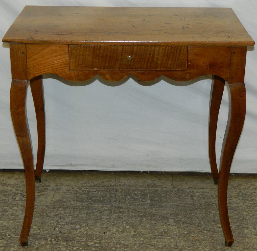 19th C. Fr Country walnut work table w/ drawer (1 of 2)