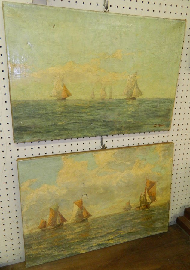 2 19th C. signed  I. Royun OOC nautical scenes (1 of 6)