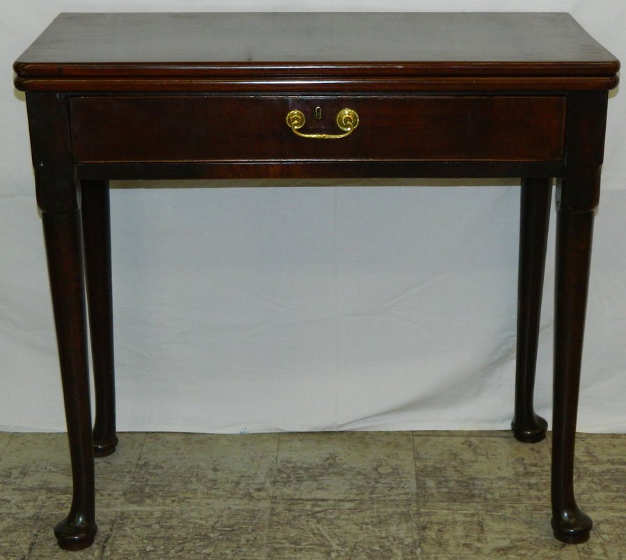 18th/ 19th C mahog fold over QA game table (1 of 3)