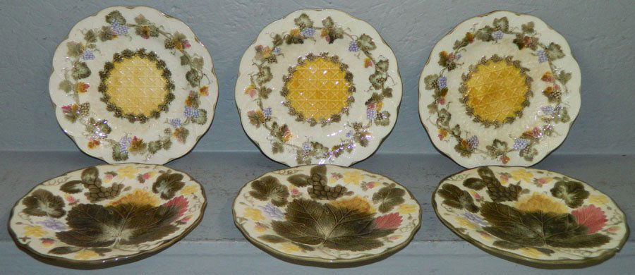 6 Majolica plates - 8 3/4" dia. (1 of 2)