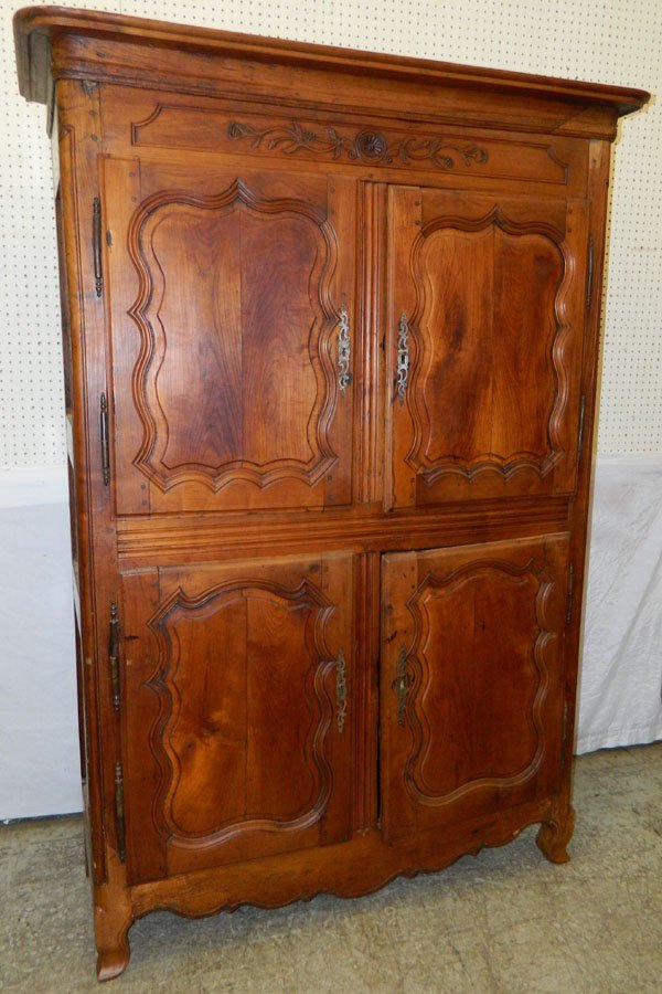 18th C. four door French cherry wall cupboard. (1 of 3)