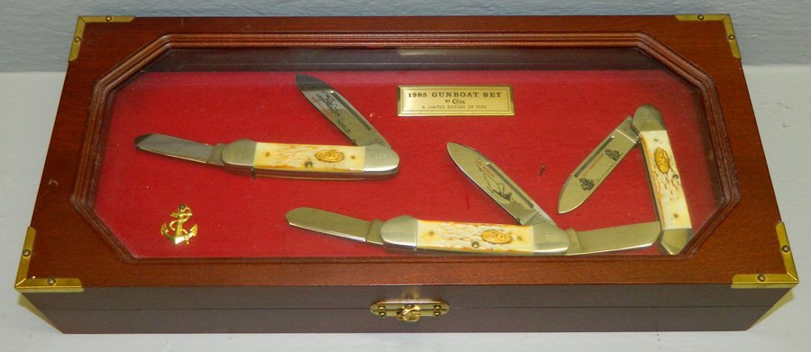 1985 CASE gunboat knife set 3 pc limited edition.: 1985 CASE gunboat knife set 3 pc limited edition.
