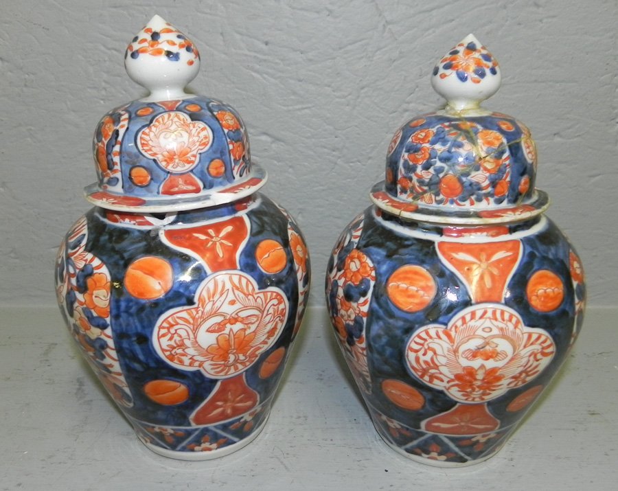 Pair covered Imari ginger Jars (1 of 1)