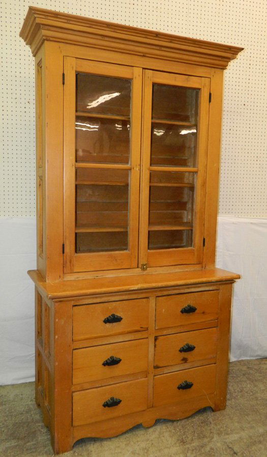 Stepback pine cupboard w/ 6 drawers (1 of 4)