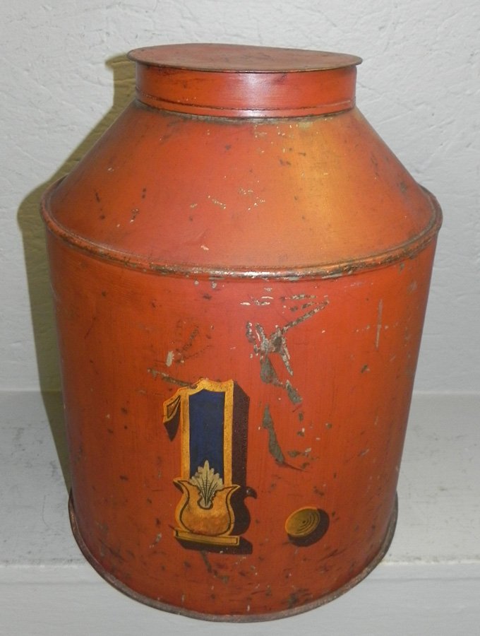 Tole painted tea canister. 14 1/2"  tall. (1 of 1)