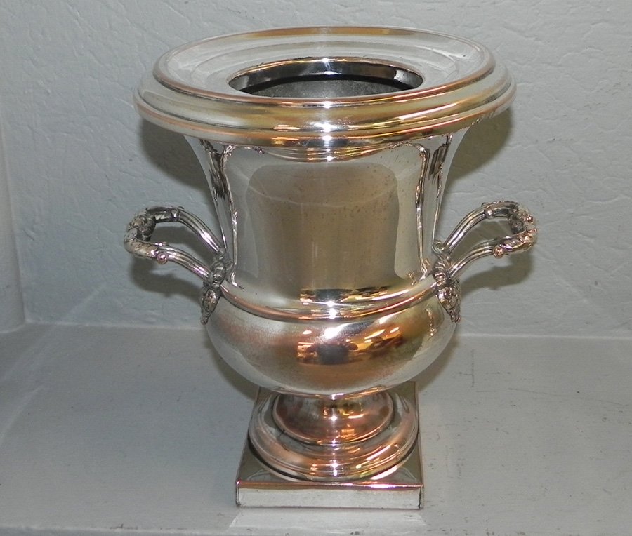 Silver on copper wine cooler. 10 1/2" tall.: Silver on copper wine cooler. 10 1/2" tall.